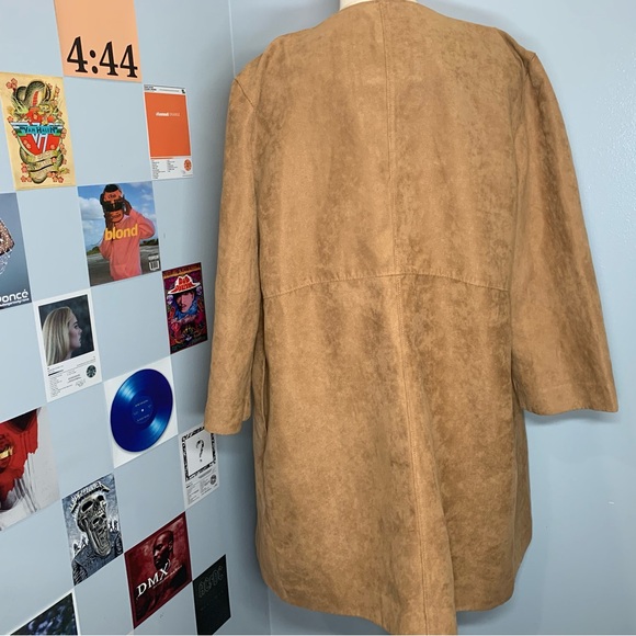 H&M Faux Suede Duster Jacket Brown Tan - Picture 9 of 9